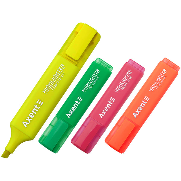 Zakreślacz Axent Highlighter 2537-40-A, 1-5 mm, klinowy, zestaw z 4 kolorów neonowych
