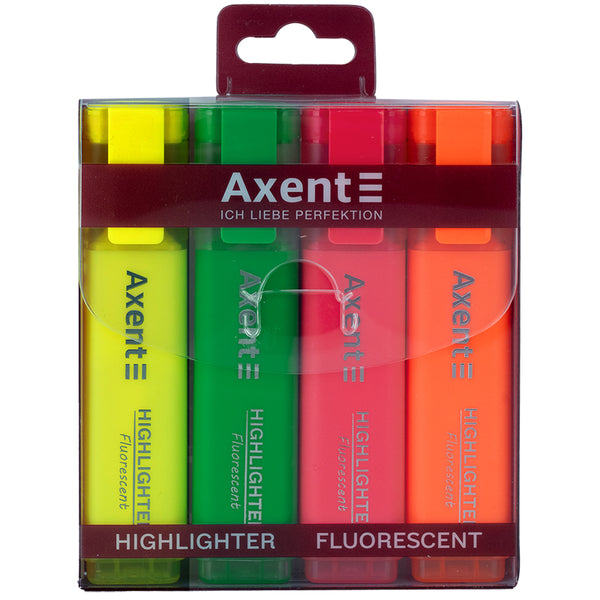 Zakreślacz Axent Highlighter 2537-40-A, 1-5 mm, klinowy, zestaw z 4 kolorów neonowych